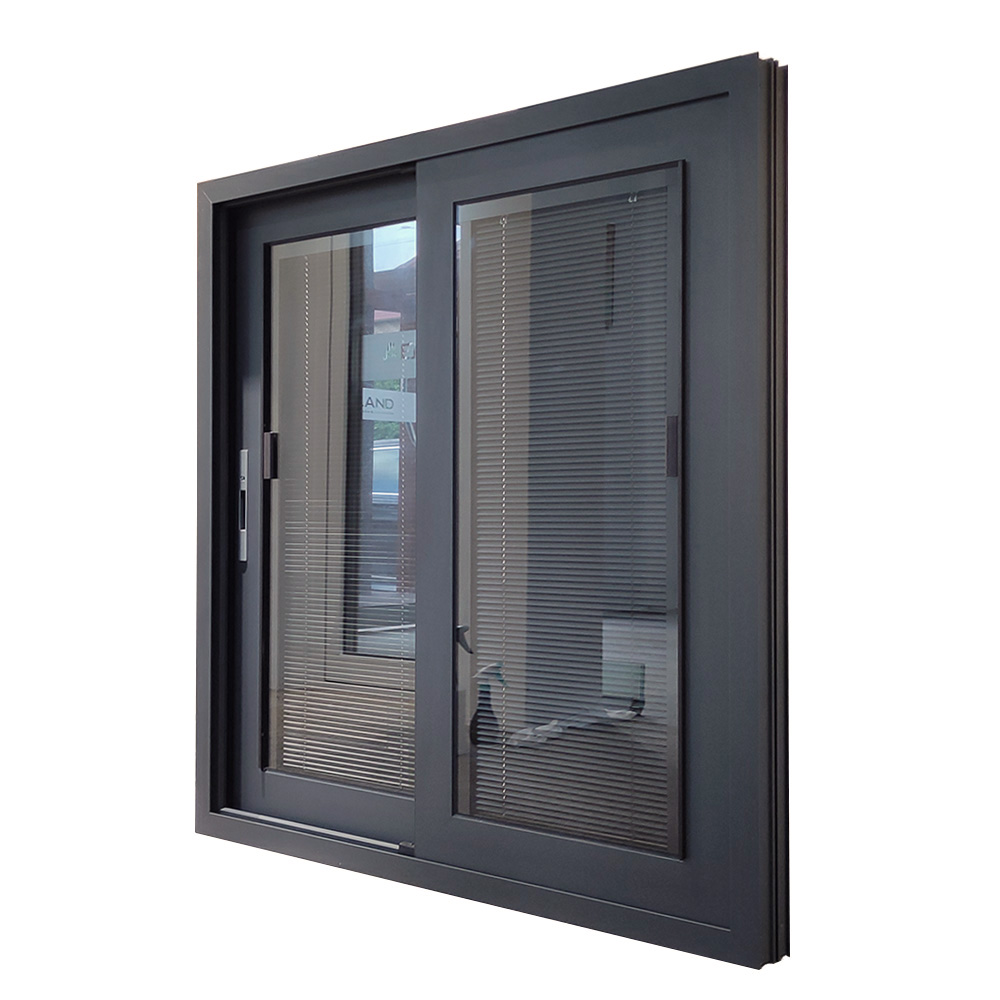 Aluminium Glass Sliding windows with Blinds Insert Double Glass
