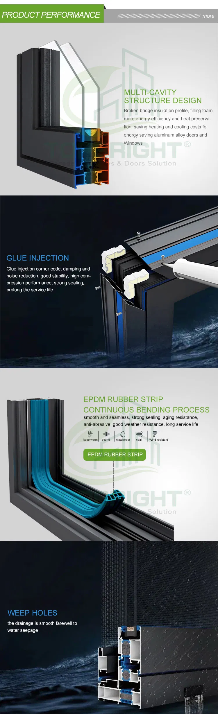 Hurricane Impact Aluminium Windows Floor to Ceiling Aluminum Large Fixed Glass Windows Extra Large Picture Window