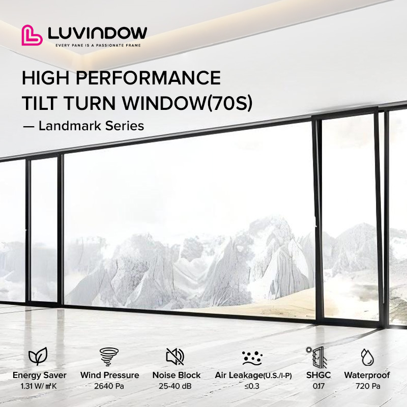 LUVINDOW Soundproof Acoustic Glass Aluminum Tilt-Turn Window for Peaceful Indoor Environment Savings