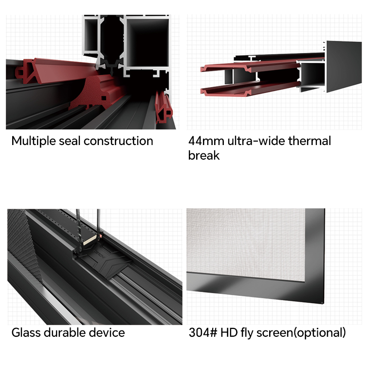 DERCHI NFRC AS2047 Waterproof Customizable Horizontal Outward Open Casement Aluminum Windows with Automatic Smart Louver