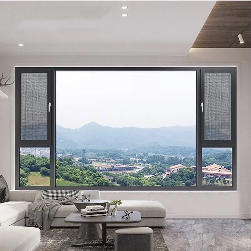 Detailed product view of Aluminum Casement Window with Fly Screen