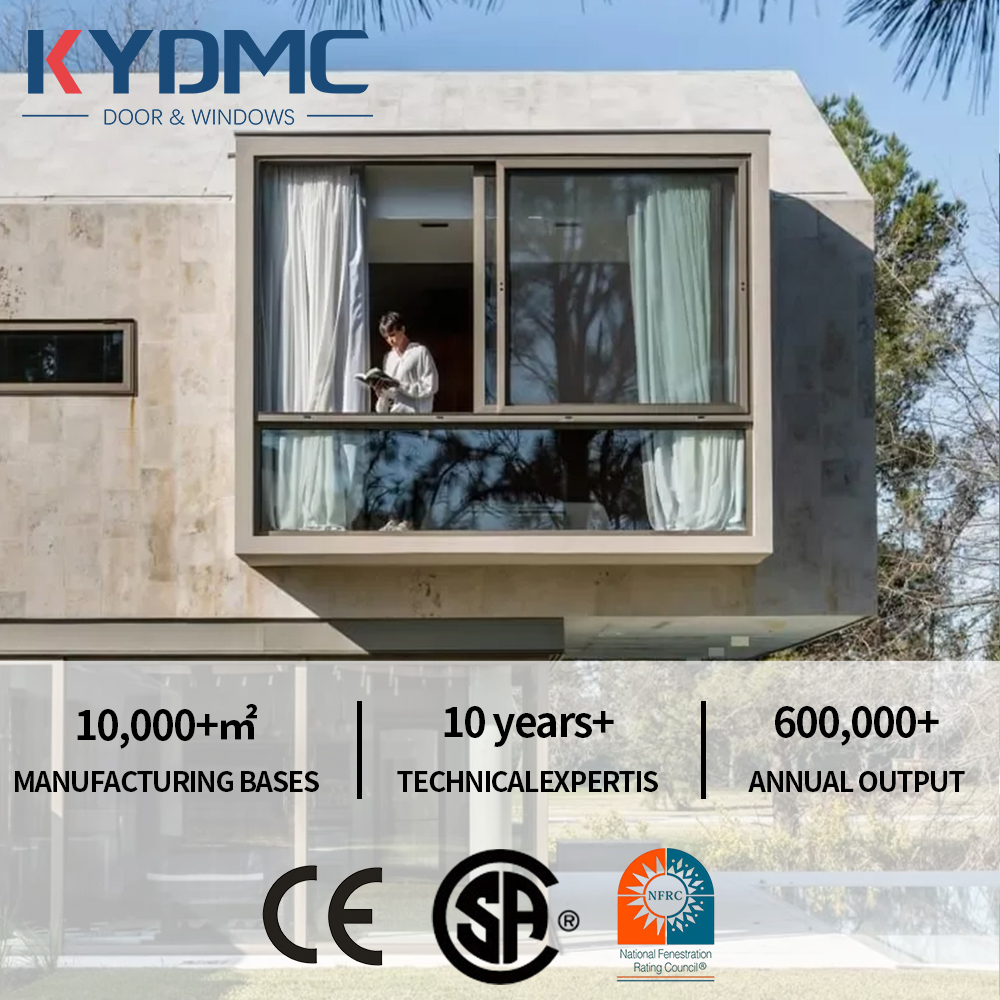 American NFRC Thermal Break Aluminum Soundproof Sliding Window Double Glazed Stainless Steel Screen Black Frame Sliding Window