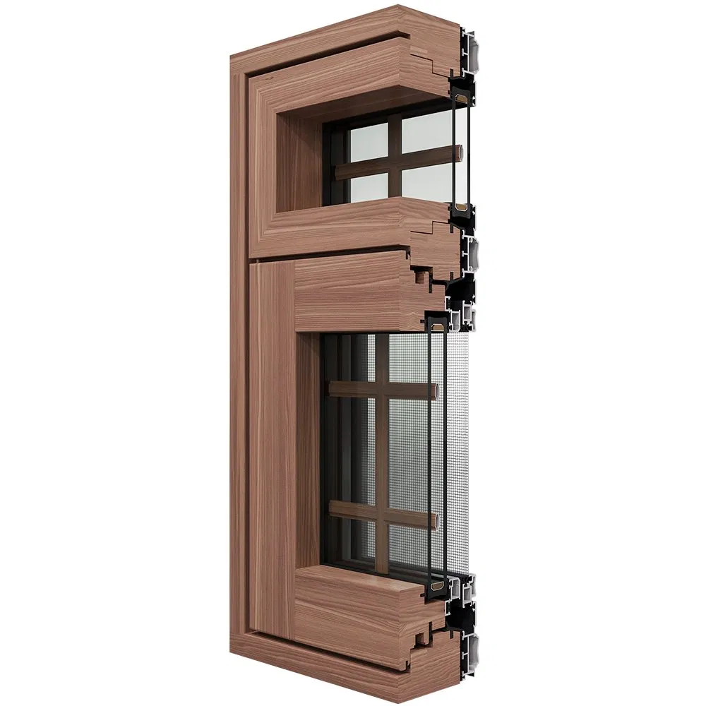 Luxury Finish Wood-Clad Aluminum Windows Premium Wood Aluminum Composite Windows for Residential Interior Renovation Upgrade