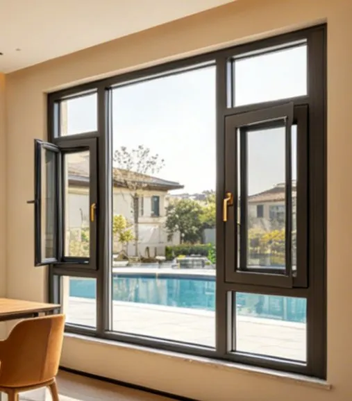 Aluminum Casement Window with Energy-Efficient Double Glazing and UV Protection