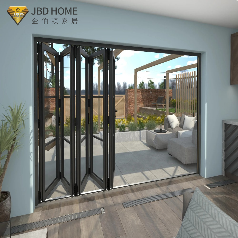 Heavy Duty Patio Door Aluminum Bifold Folding System Hurricane Proof Glass Balcony Garden Exterior Thermal Break NFRC