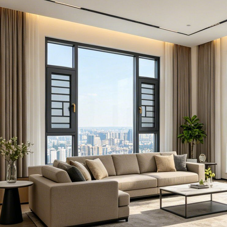 Aluminum Casement Window with Energy-Efficient Double Glazing and UV Protection