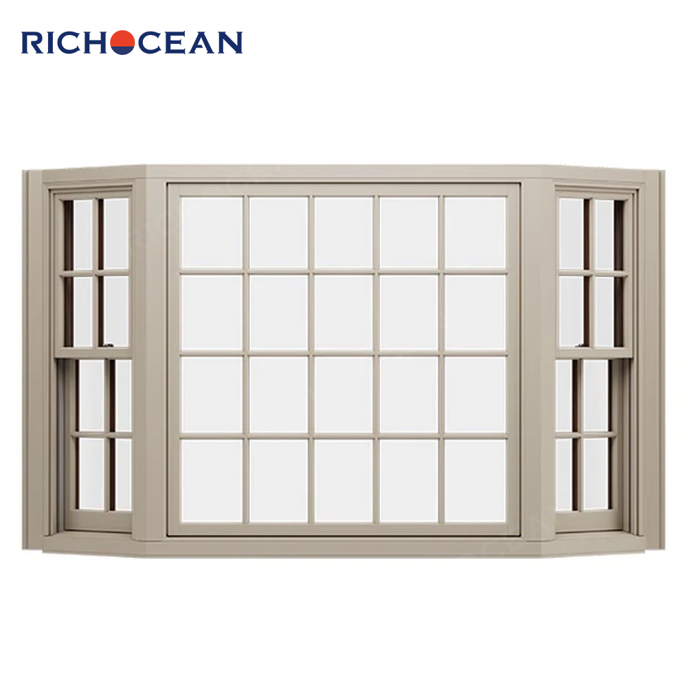 Richocean Factory Direct Aluminium Casement Swing Window Custom Glass Fixed Bay windows with Ventilation