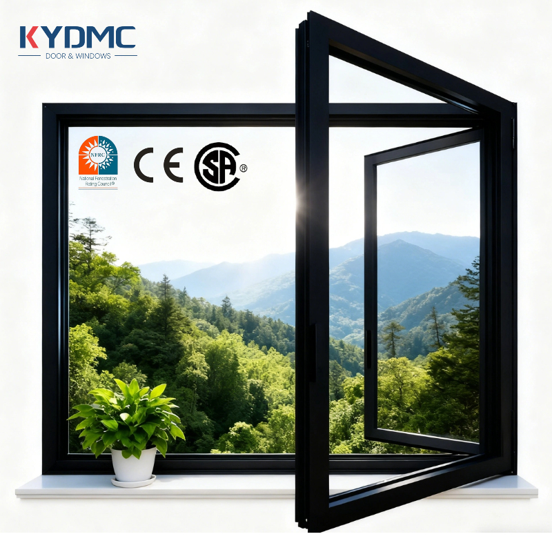 Modern Waterproof High Impact Black Aluminum Alloy Thin Profile Windows And Doors For Villa USA