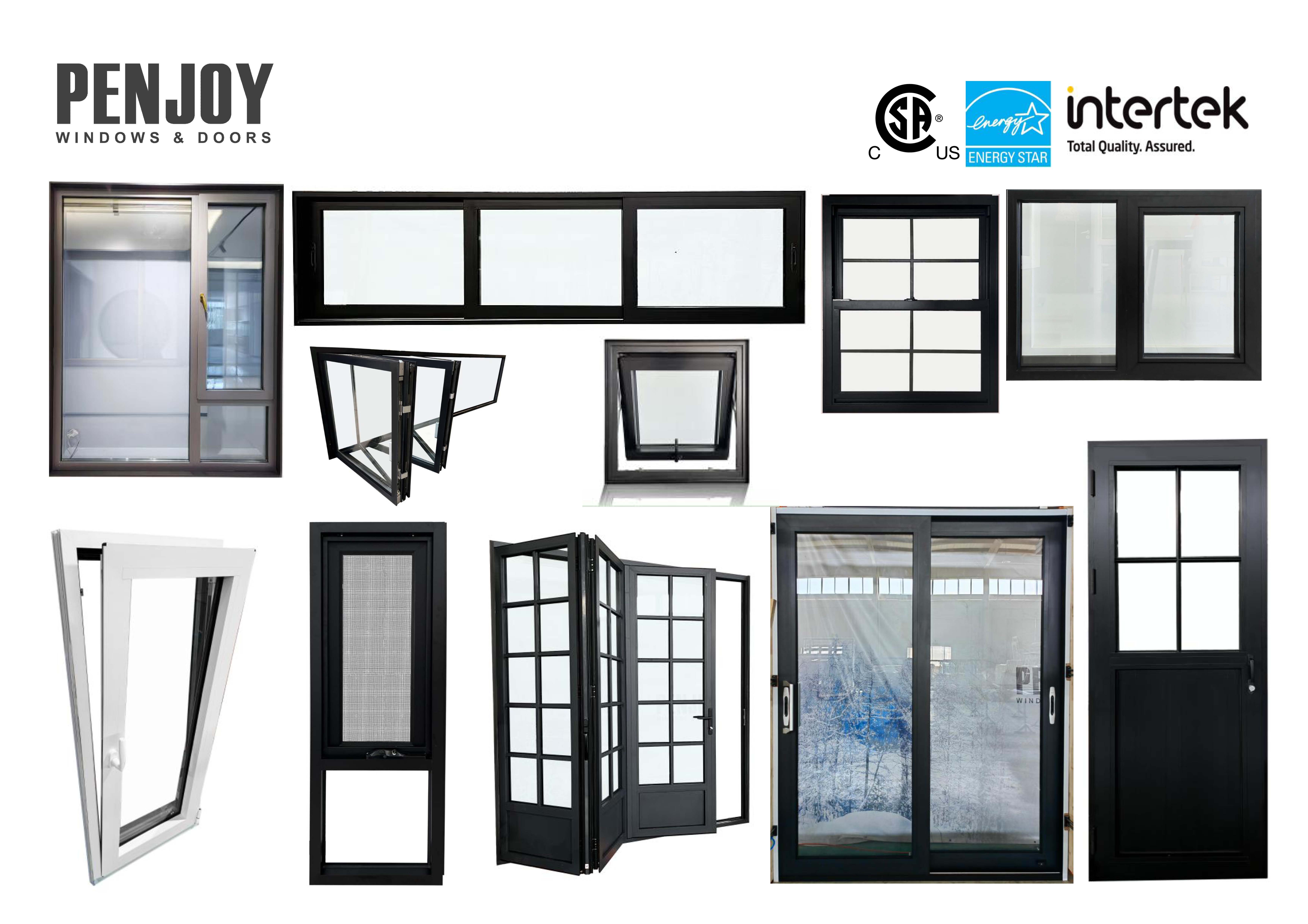 Penjoy High Thermal Insulation Flexible Customized Aluminum Alloy Glass Window Triple Pane Window For Villa