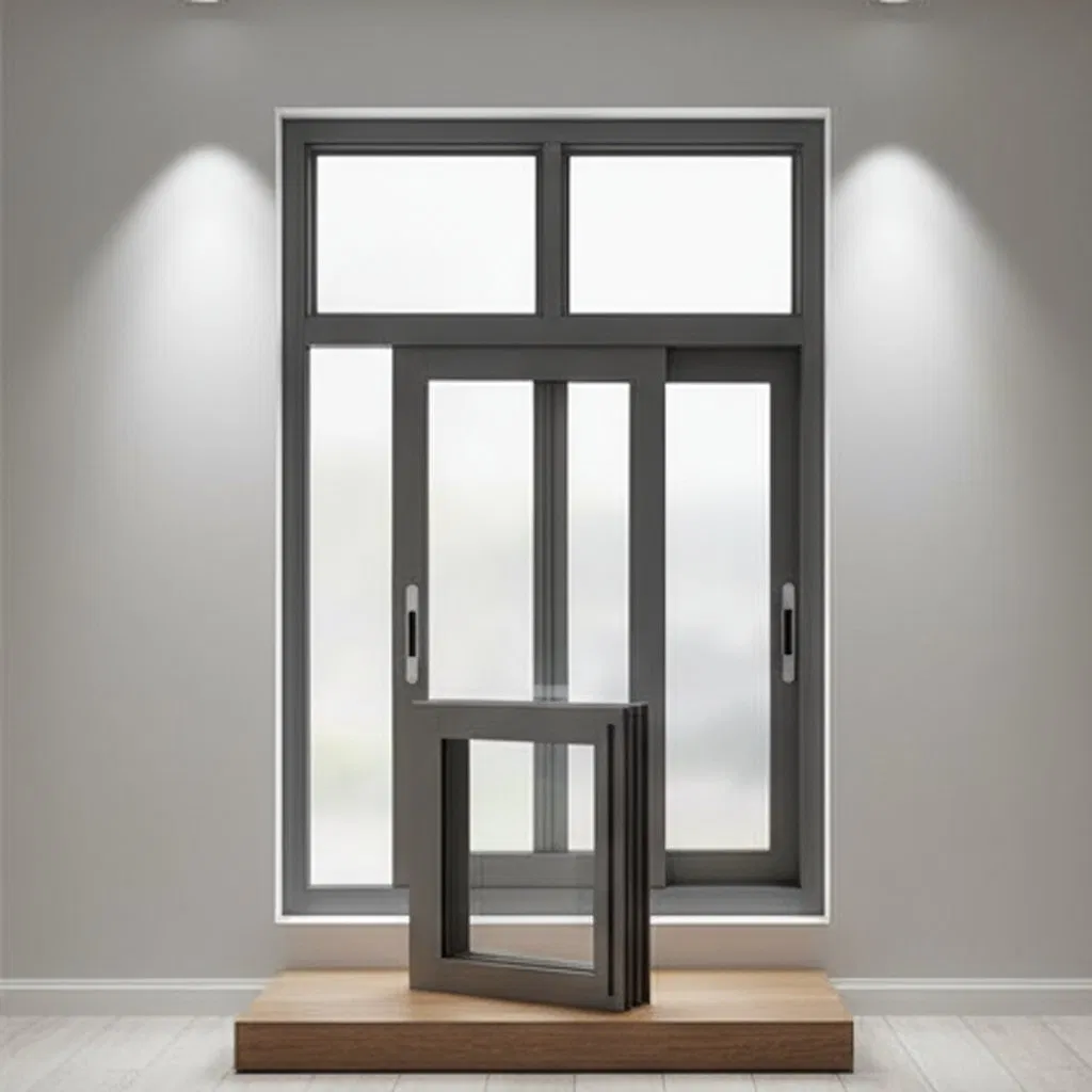 Thermal Insulated Black Sliding Glazed Soundproof Awning Aluminium Window for House
