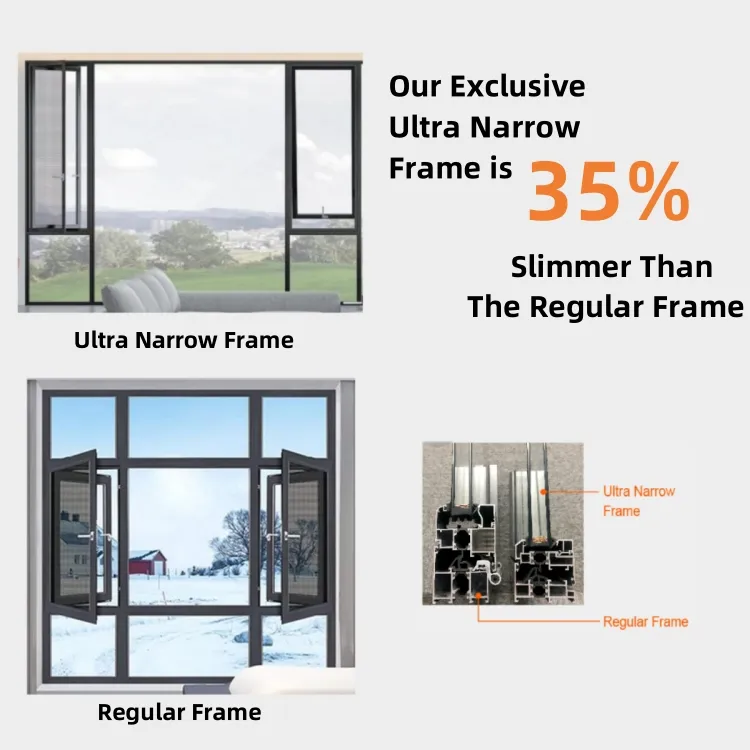 Premium Hurricane-Resistant Aluminium Casement Windows with Impact Glass