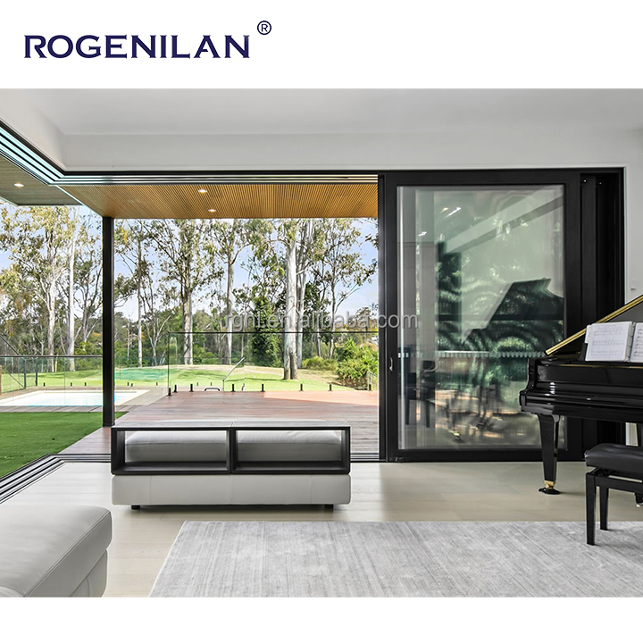 Rogenilan Patio AS2047 Aluminum Hurricane Proof Slide Doors windows Florida Double Glazed Lifting Sliding Glass Door