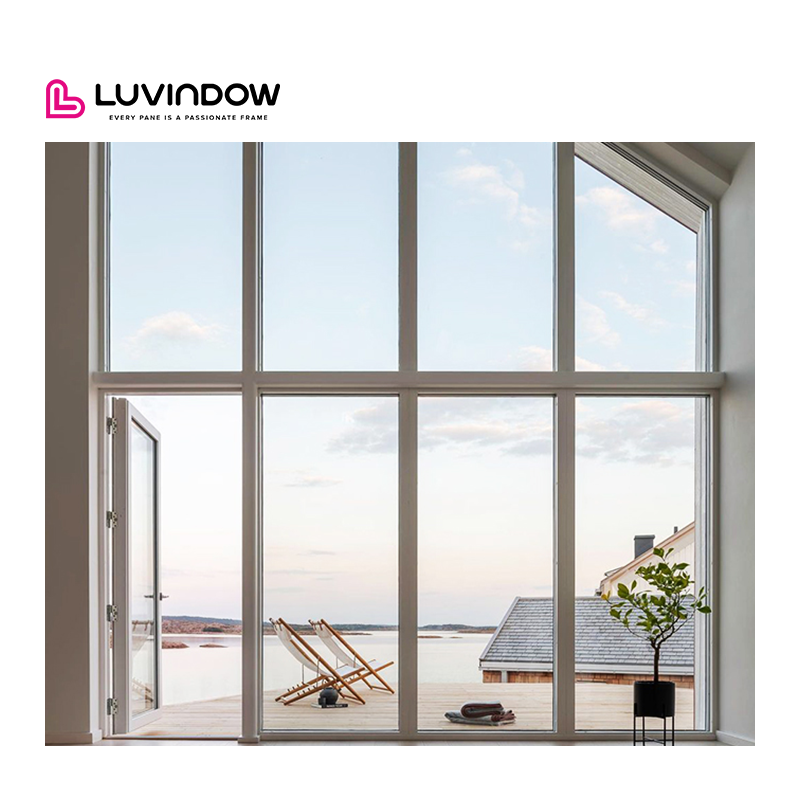 Luvindow Factory New Style Aluminum Design Large Windows Low E Argon Double Glass Fixed Window