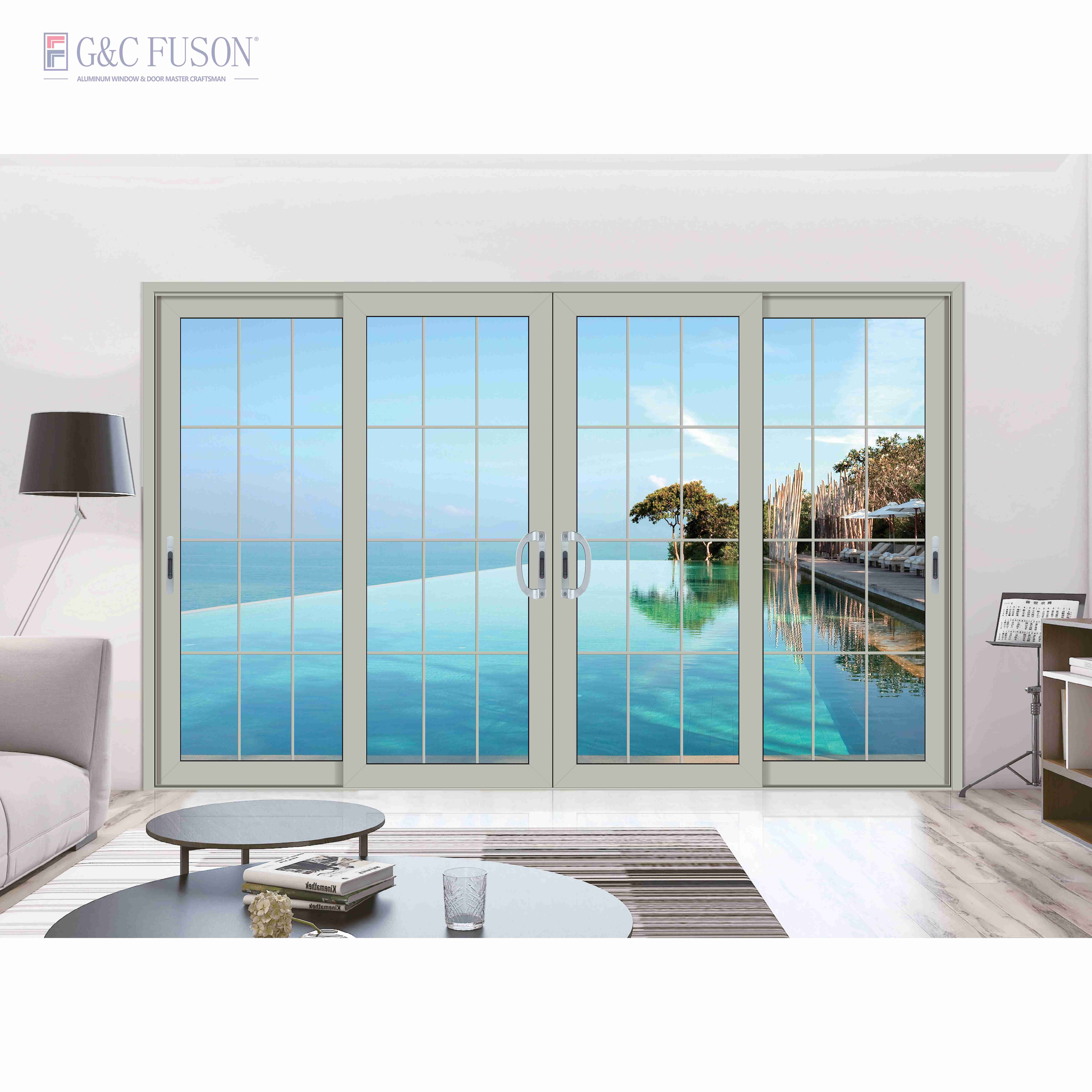 Aluminum Sliding Glass Patio Doors Hurricane Resistant Sliding Glass Doors Patio Windproof Waterproof Sliding Doors