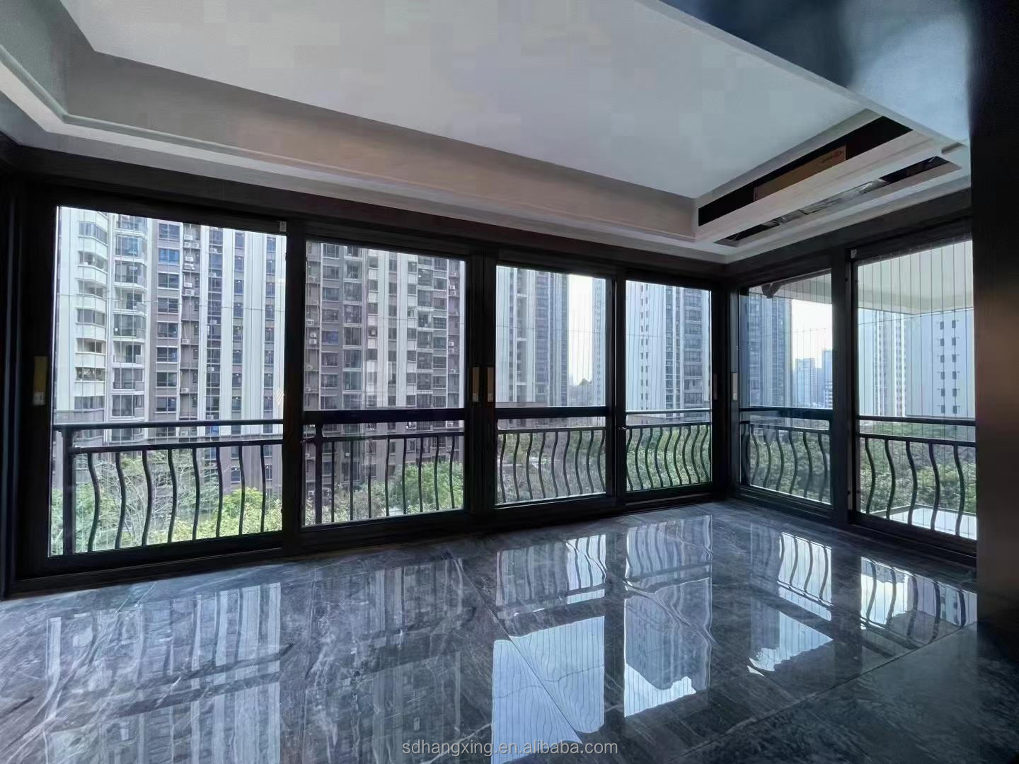 Industrial Style Aluminum Frame Sliding Window Safety Tempered Glass Fireproof Material for Modern Apartment Architecture