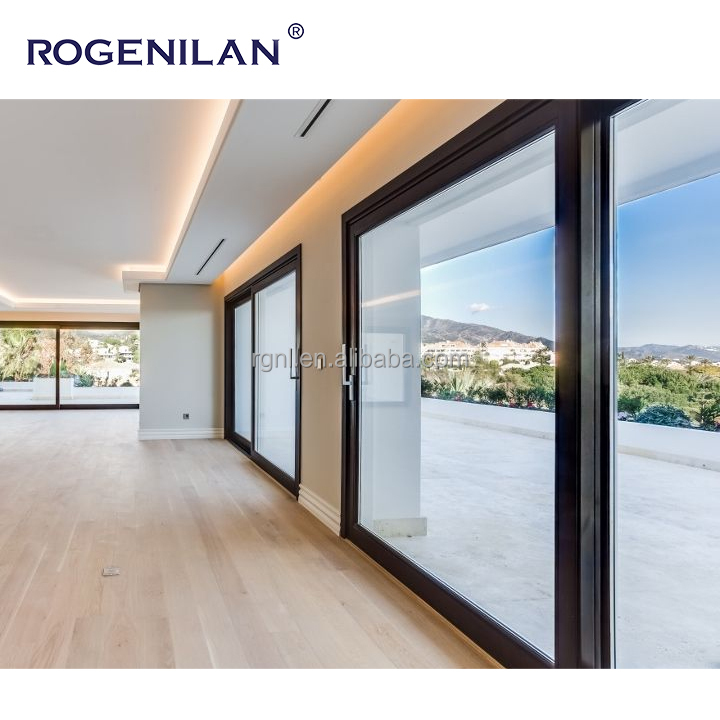 Rogenilan Patio AS2047 Aluminum Hurricane Proof Slide Doors windows Florida Double Glazed Lifting Sliding Glass Door