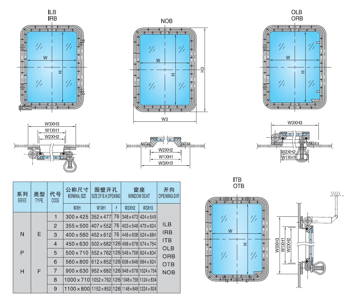 Bolt type rectangular window drawing