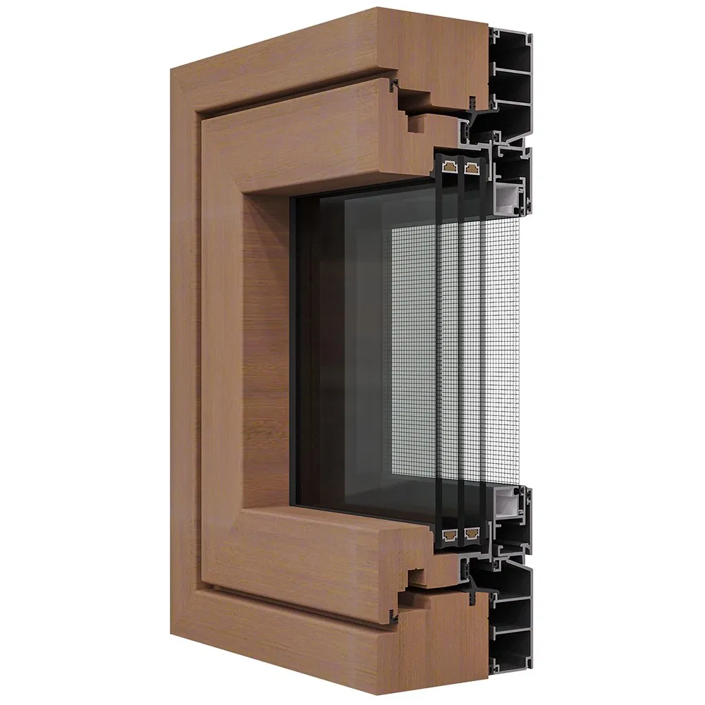 Luxury Finish Wood-Clad Aluminum Windows Premium Wood Aluminum Composite Windows for Residential Interior Renovation Upgrade
