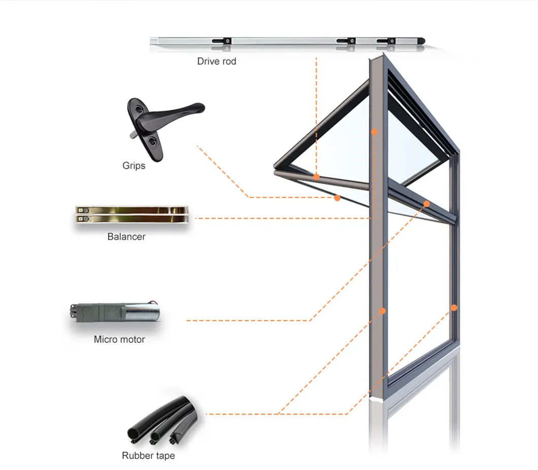 Durable Energy Efficient Aluminum up Folding Window Double Glazed Glass and Waterproof Construction Window