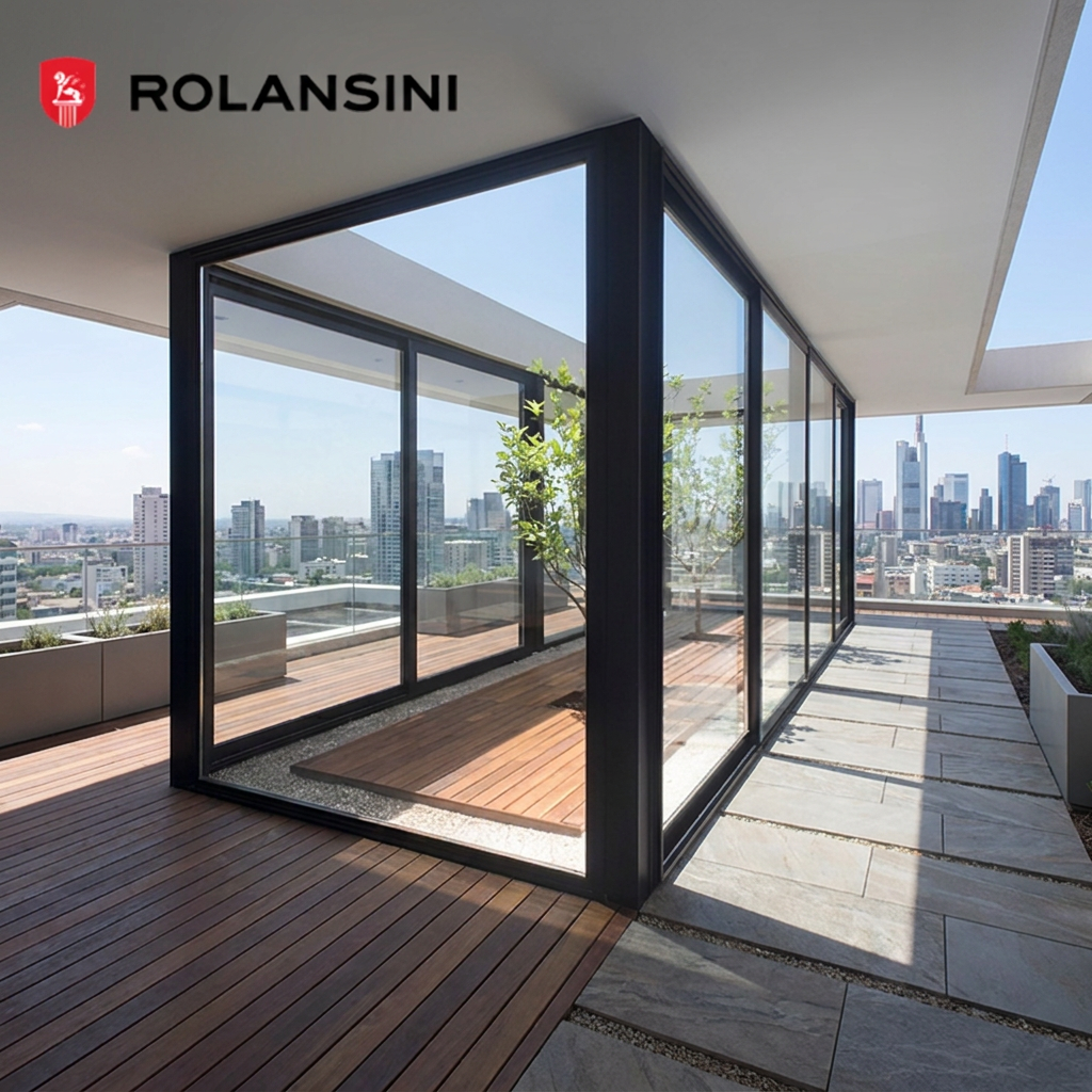 Rolansini AS2047 Factory Price Professional Manufacture Picture Black Aluminum Frame Full View Window Corner Fixed Window