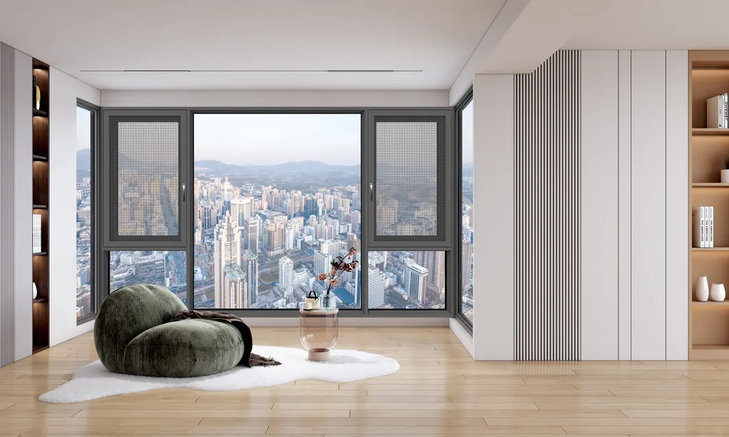 Thermal Break Tilt and Turn Window with Screen Aluminium Window Heat Insulation