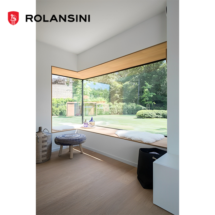 Rolansini AS2047 Factory Price Professional Manufacture Picture Black Aluminum Frame Full View Window Corner Fixed Window