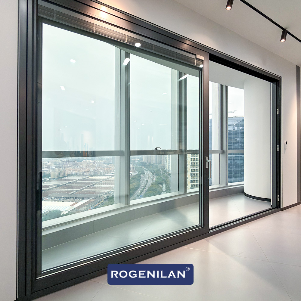 Rogenilan Patio AS2047 Aluminum Hurricane Proof Slide Doors windows Florida Double Glazed Lifting Sliding Glass Door
