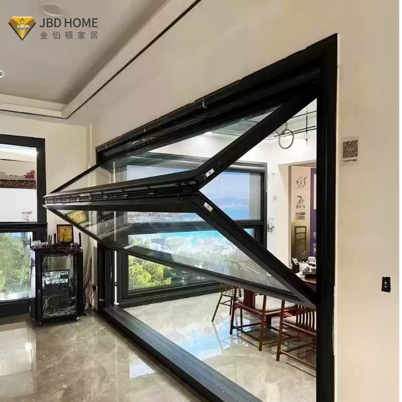 Residential Tempered Glass Horizontal Folding Window Aluminum Frame Double Glazed Foldable