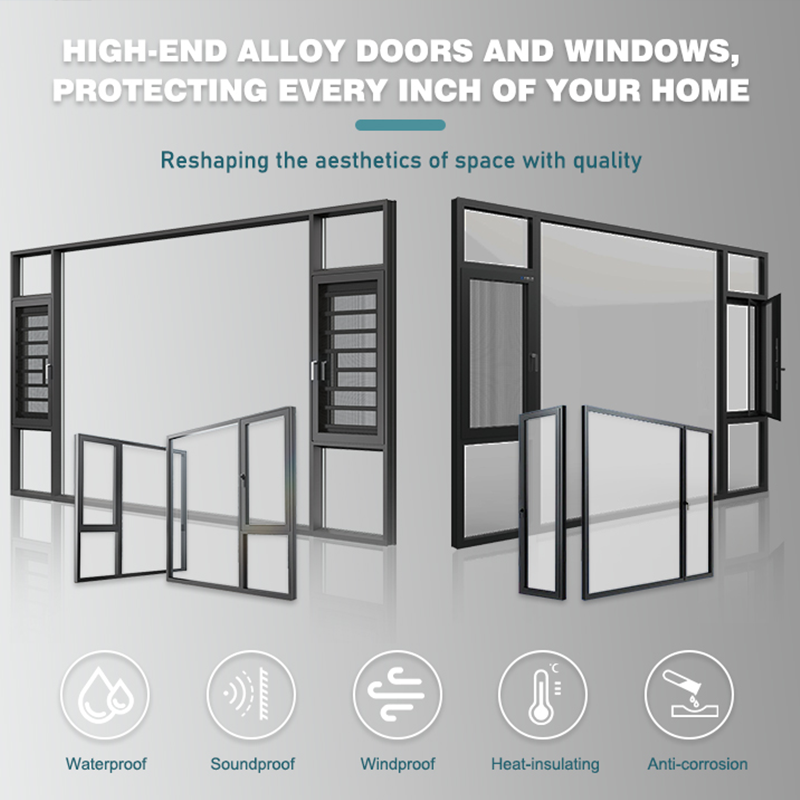 Aluminum Double-layer Tempered Glass Windows and Aluminum Sliding Windows Are Suitable for Family Apartments with Grille Designs