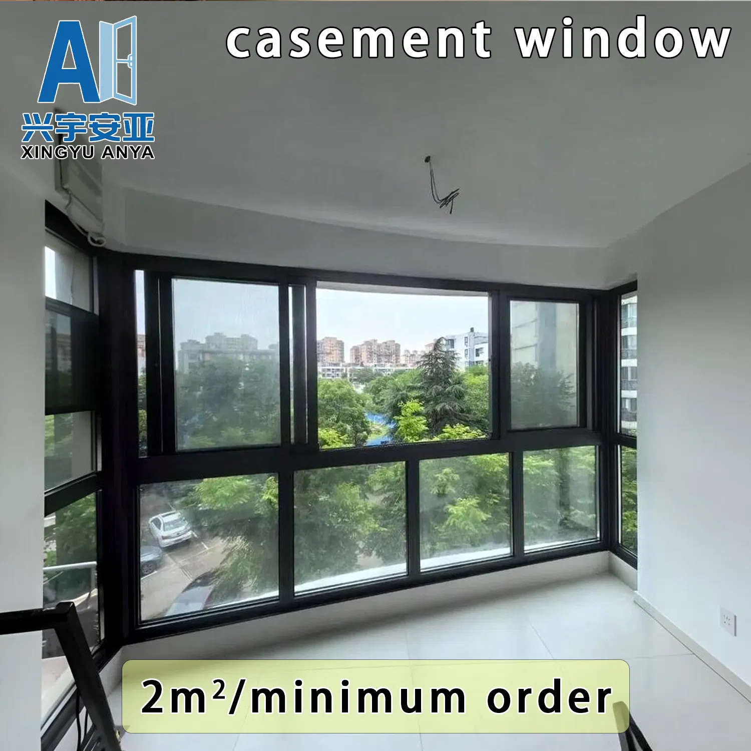 Safety Tempered Glass Aluminum Alloy Casement Window