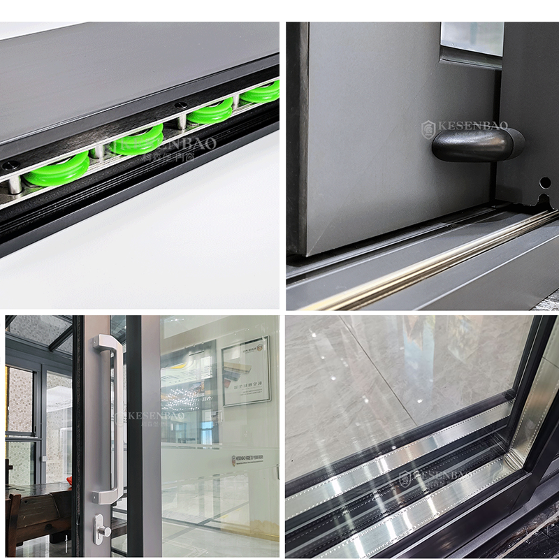 Wind Resistant Double Glazed Thermal Break Balcony Glass Patio Aluminum Sliding Doors For Houses