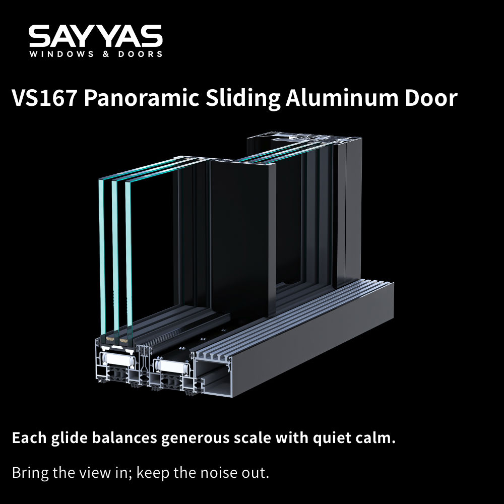 Sayyas Windows JE140 Modern Large Panoramic Thermal Break Aluminum Double Glazing Soundproof Sliding Window Doors China Factory