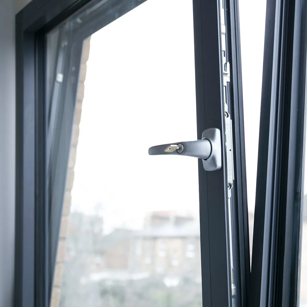 Double Tempered Glass Insulated Aluminium Tilt Turn Casement Window with Flyscreen