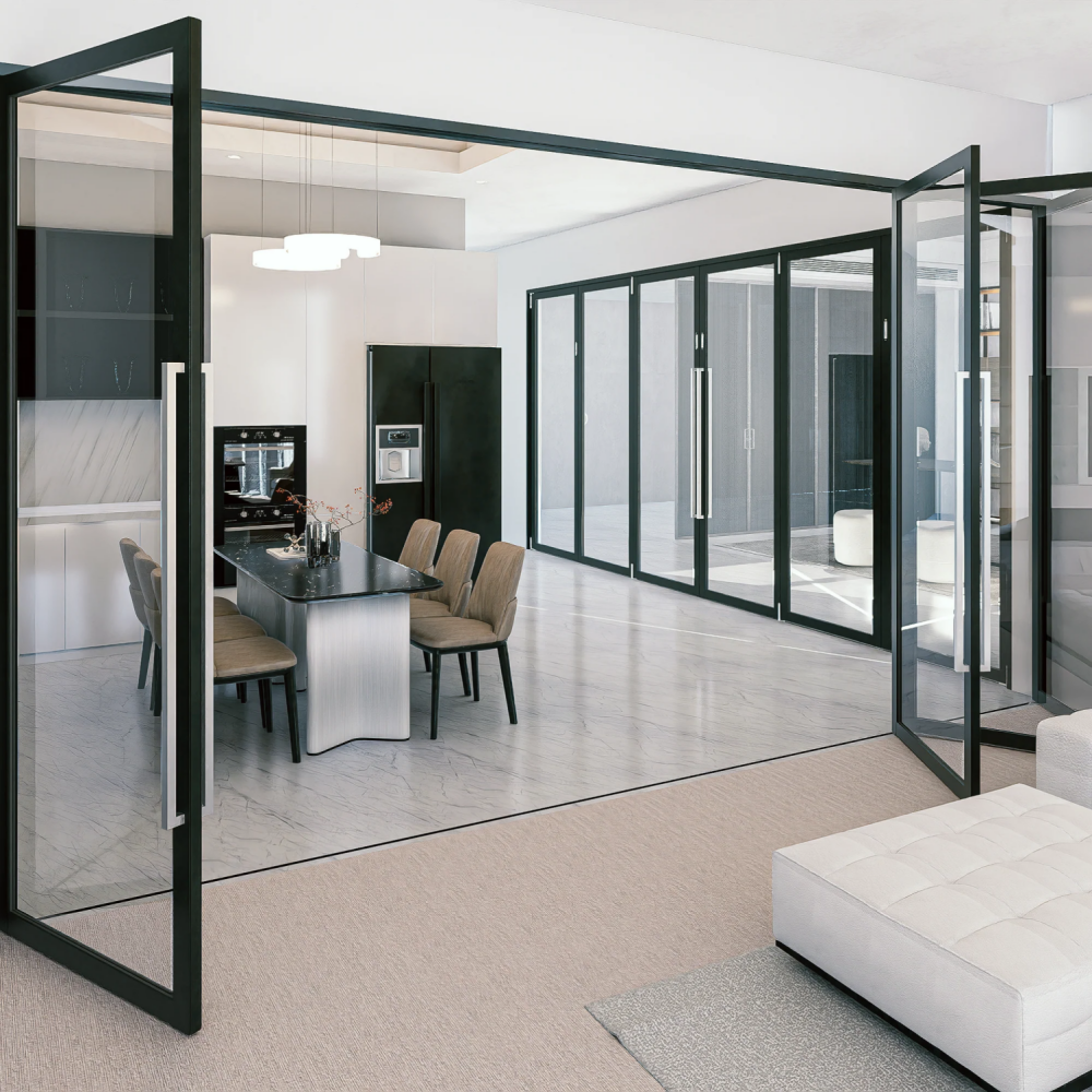 Customizable Durable Factory Outlet Folding Modern Hurricane Proof Glass Aluminum Bi Fold Door For Villa And Commercial Building