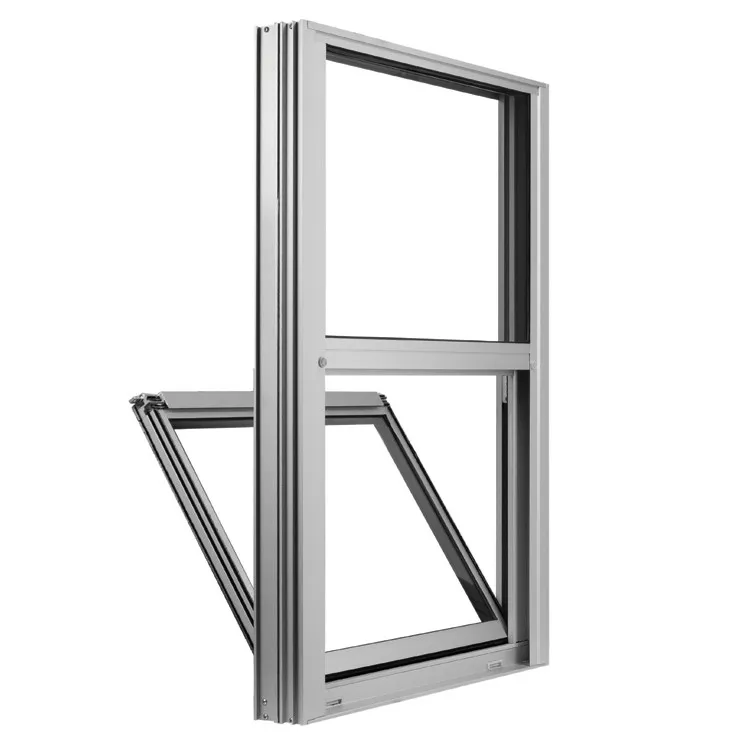 Thermal Break Black Double Glass Aluminum Single Hung Window