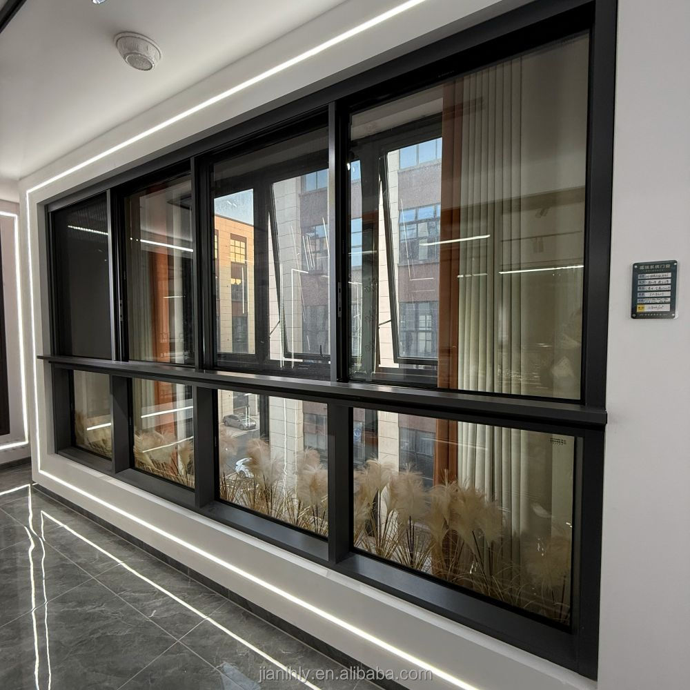 Aluminum Alloy Horizontal Sliding Window Tempered Glass Modern Soundproof Heat Insulation Waterproof Living Room Villa High Rise