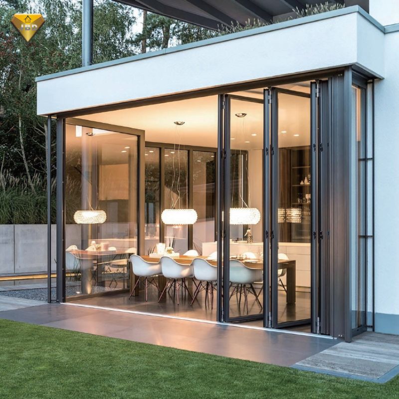 New Style AS2047 Outdoor Aluminium Double Layered Glass Bi Fold Patio Doors Soundproof Folding Glass Doors
