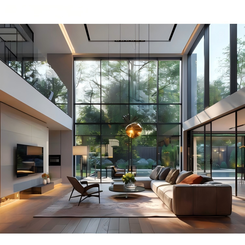 Sunnysky Aluminum Doors Windows Big View Floor To Ceiling Window Picture Window Aluminium Frame Fixed Insulated Glass Window