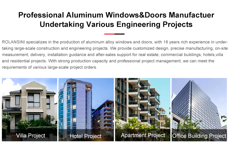 Modern double glazed aluminum sliding windows details