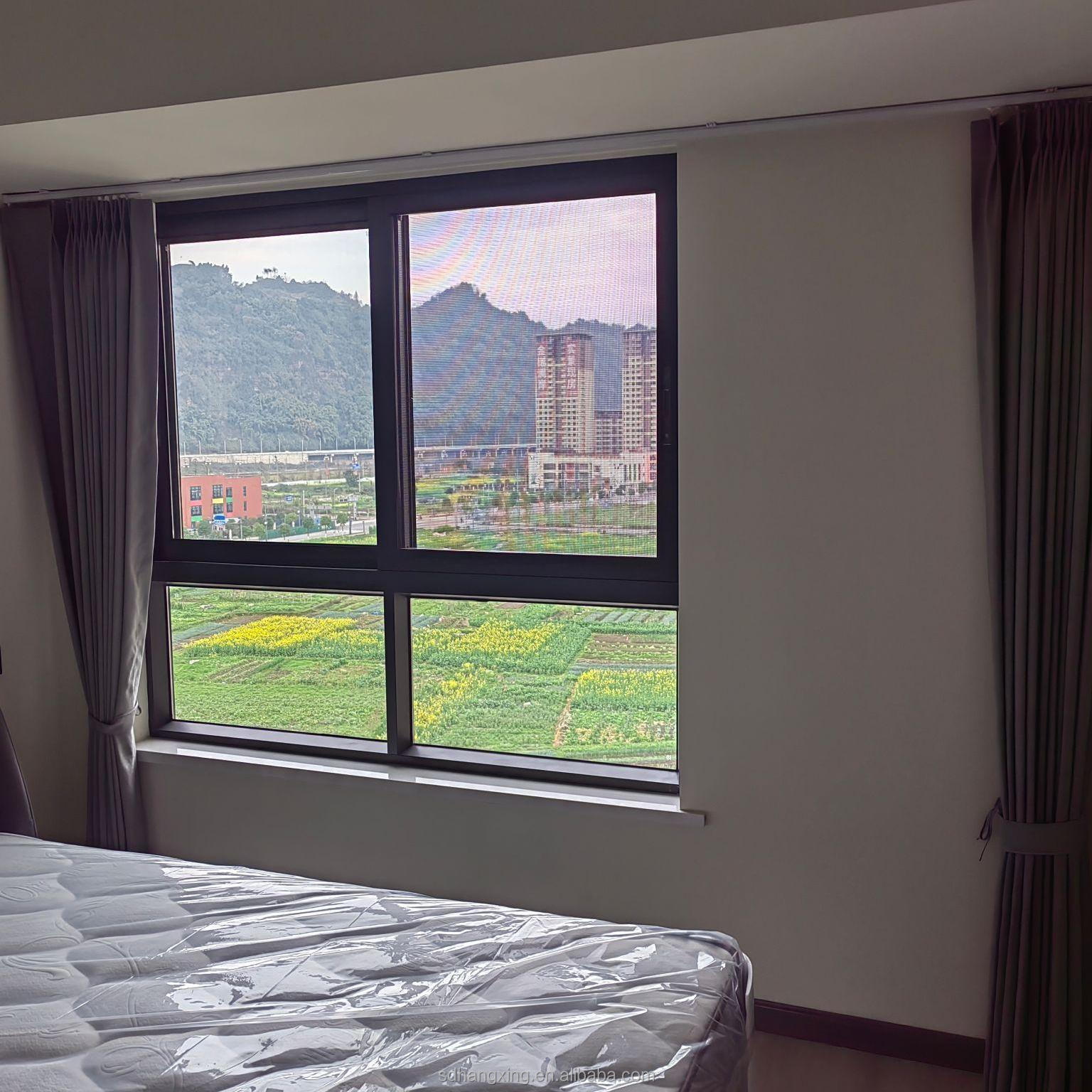 Industrial Style Aluminum Frame Sliding Window Safety Tempered Glass Fireproof Material for Modern Apartment Architecture