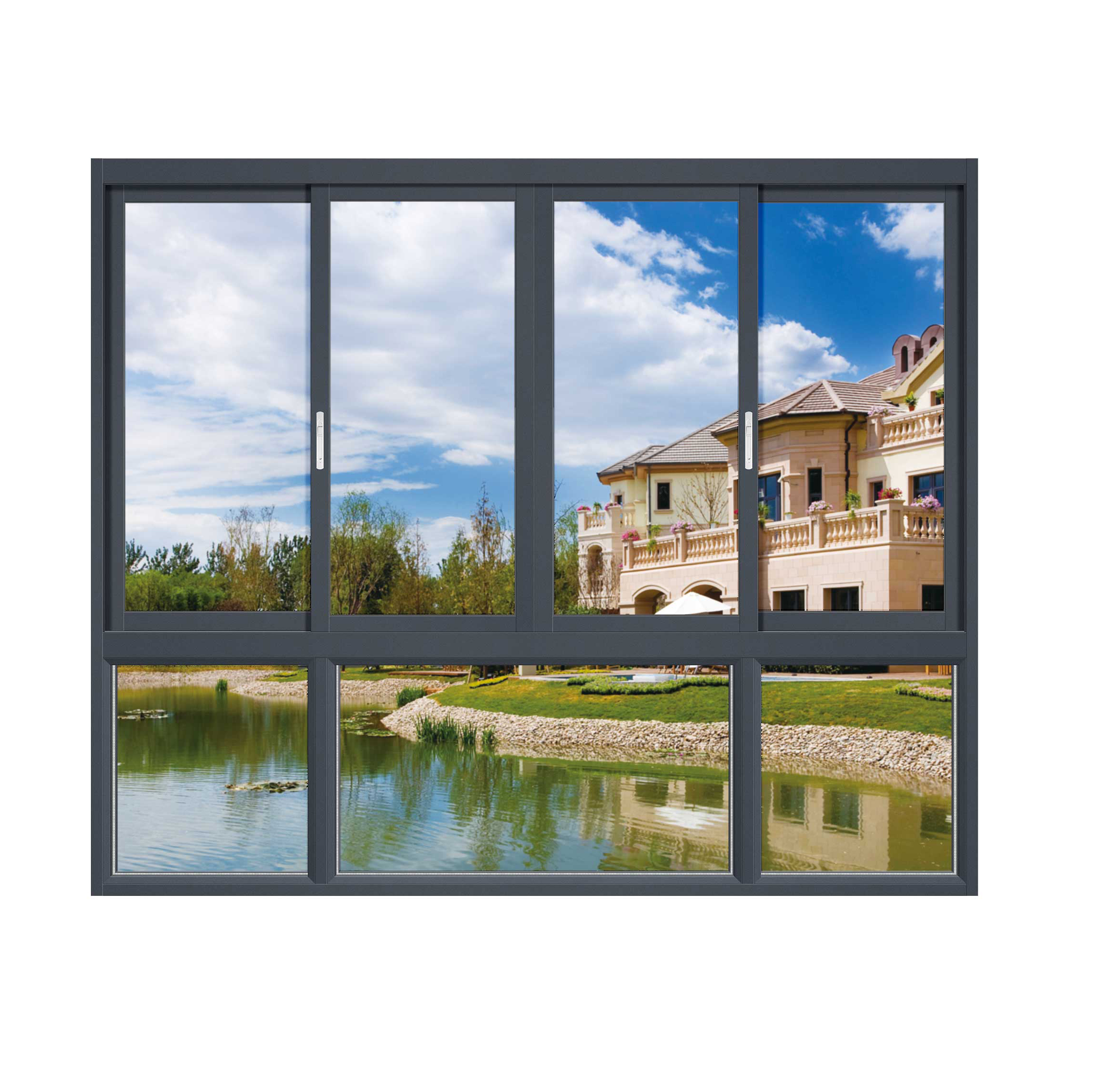 High Quality Customized System Cheap Price Double Glass Three Tracks Thermal Break Aluminum Sliding Window for Balcony