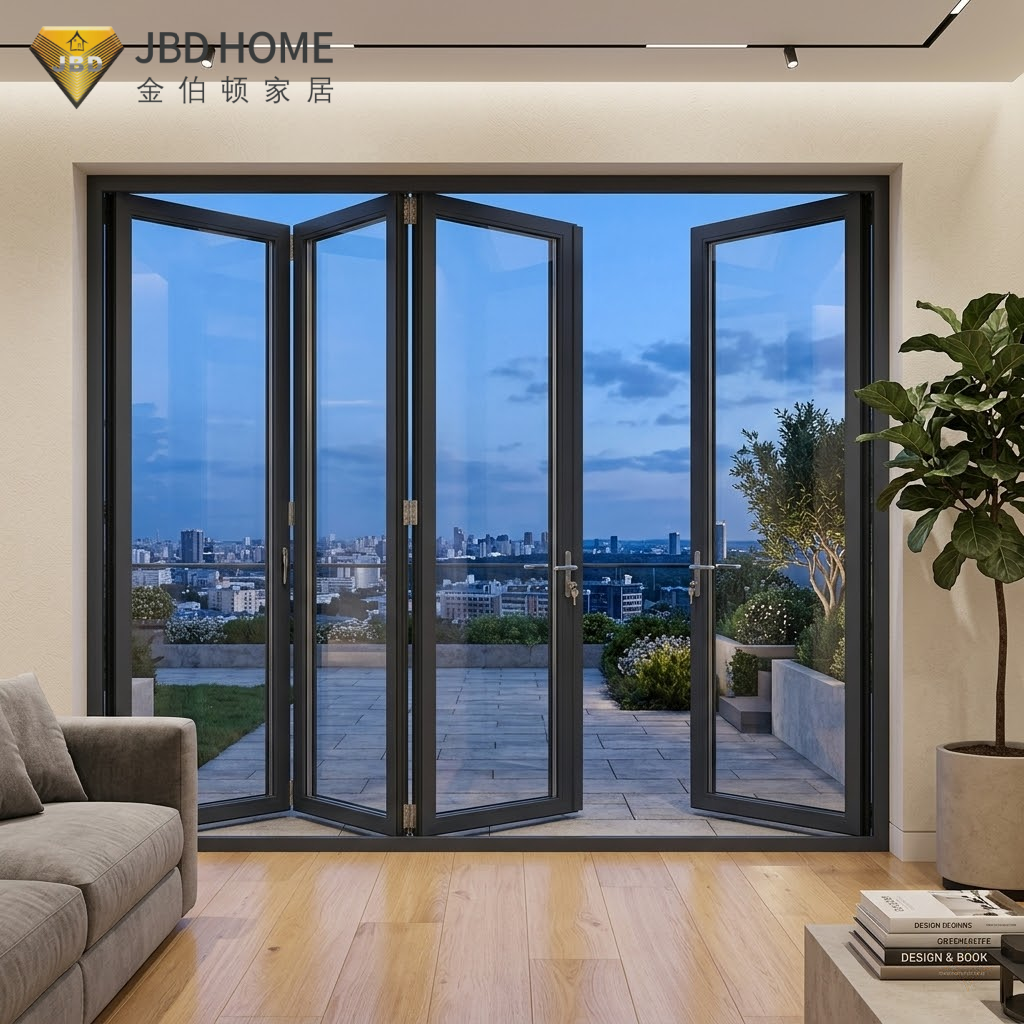 Heavy Duty Patio Door Aluminum Bifold Folding System Hurricane Proof Glass Balcony Garden Exterior Thermal Break NFRC