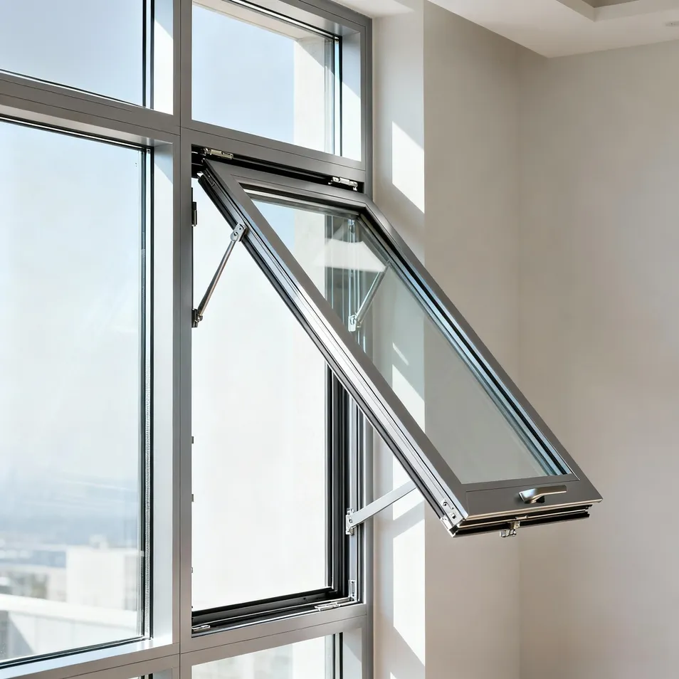 Anti-Fall, Outward-Opening and Inward-Tilting Aluminum Heat-Insulating Frence Awning Window