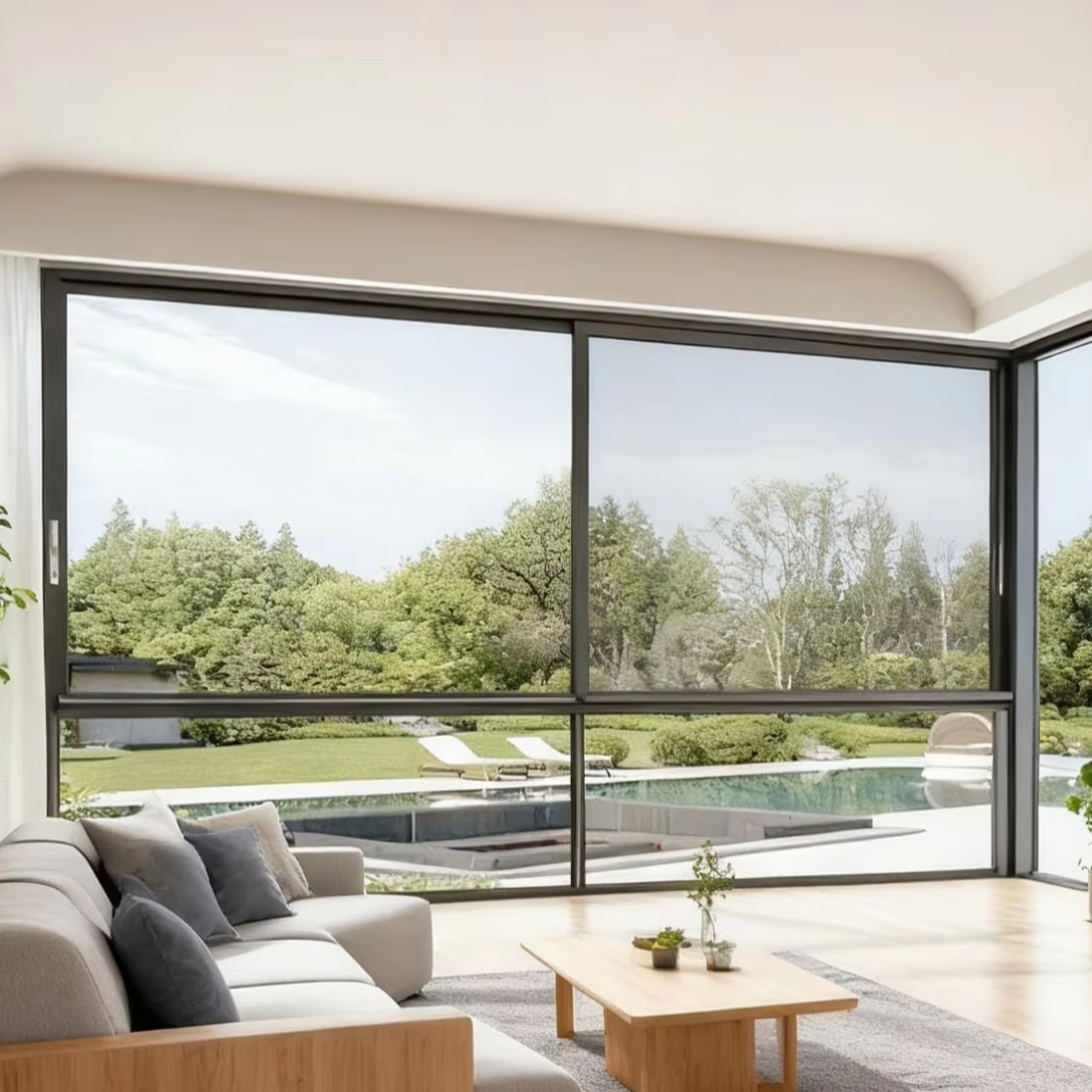 Modern Frame Triple Low-E Glass Aluminum Sliding Window for Residential Use
