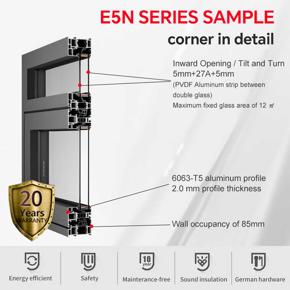 Top Quality New Design Double Glazed Smart Tempered Glass Tilt And Turn Windows Casement Windows