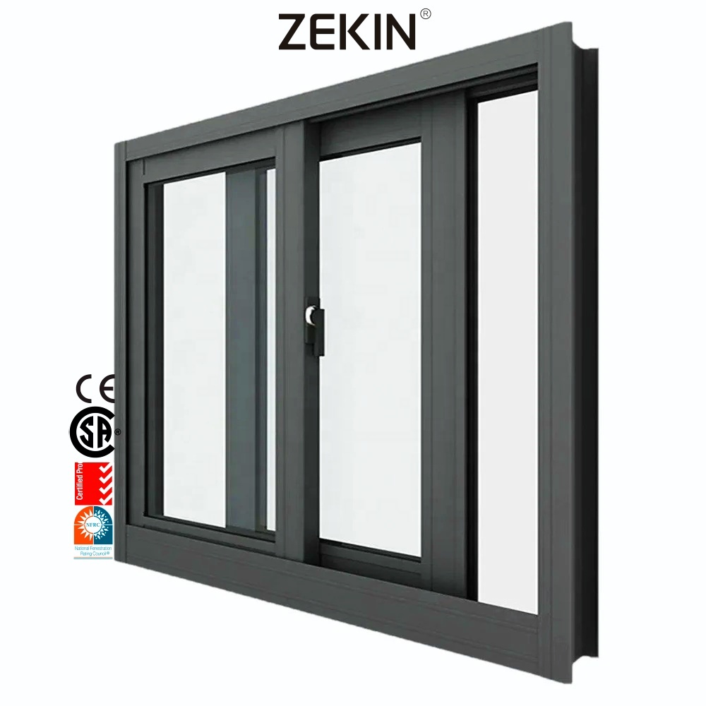 Customized Aluminum Sliding Windows Energy Efficient NFRC AS2047 Tempered Glass Hurricane Certification Aluminum Sliding Window