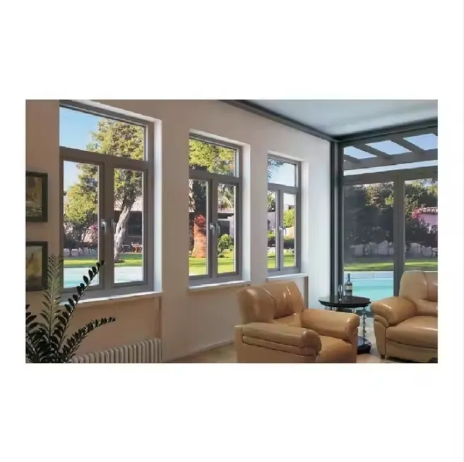 Aluminum Casement Windows Double Glazed Soundproof Insulated Glass Window