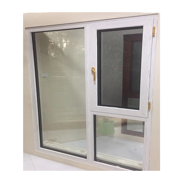 House Single Aluminum Window and Door Pane Glass Louvers Fixed Aluminum Casement Window with Black Color Sub Frame