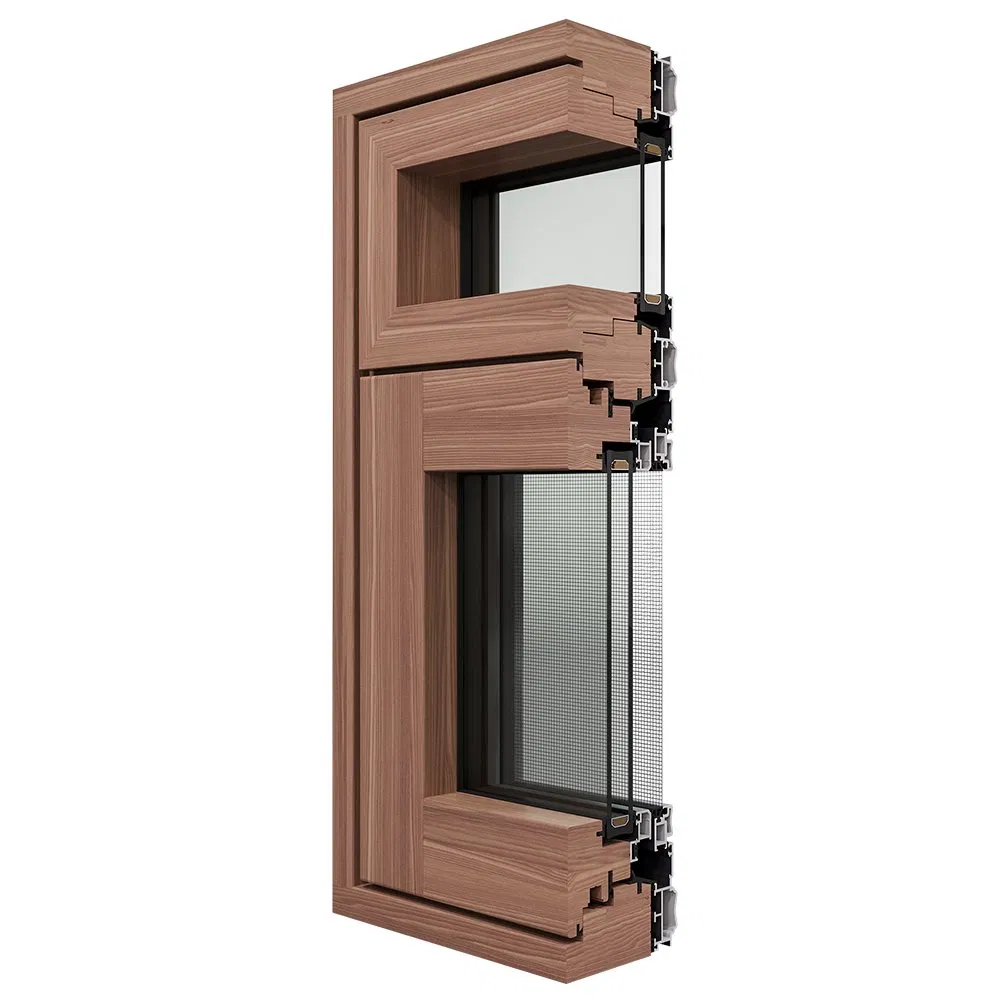 Luxury Finish Wood-Clad Aluminum Windows Premium Wood Aluminum Composite Windows for Residential Interior Renovation Upgrade