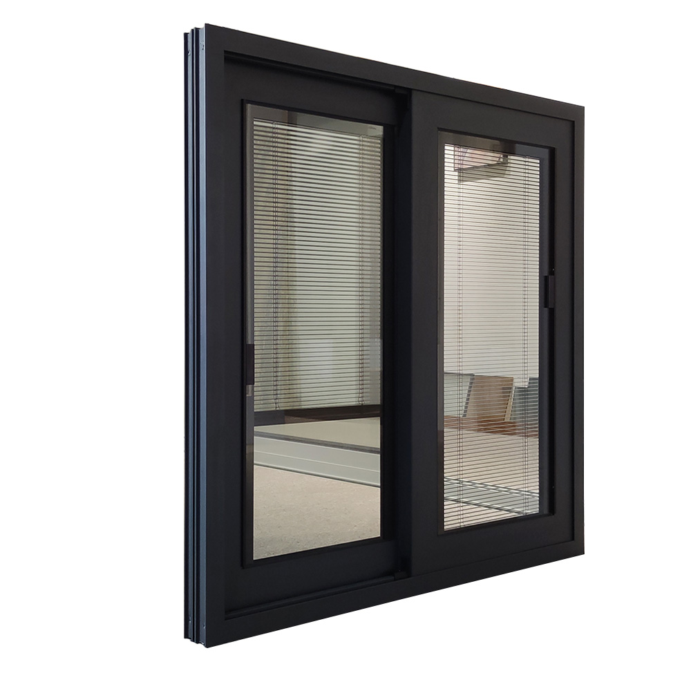 Aluminium Glass Sliding windows with Blinds Insert Double Glass
